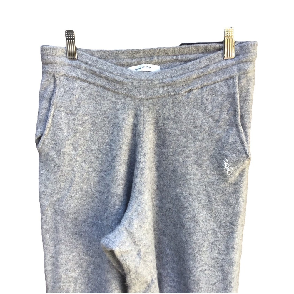 Sporty & Rich Gray Cashmere Jogger Sweatpants 28x27 Logo Hole